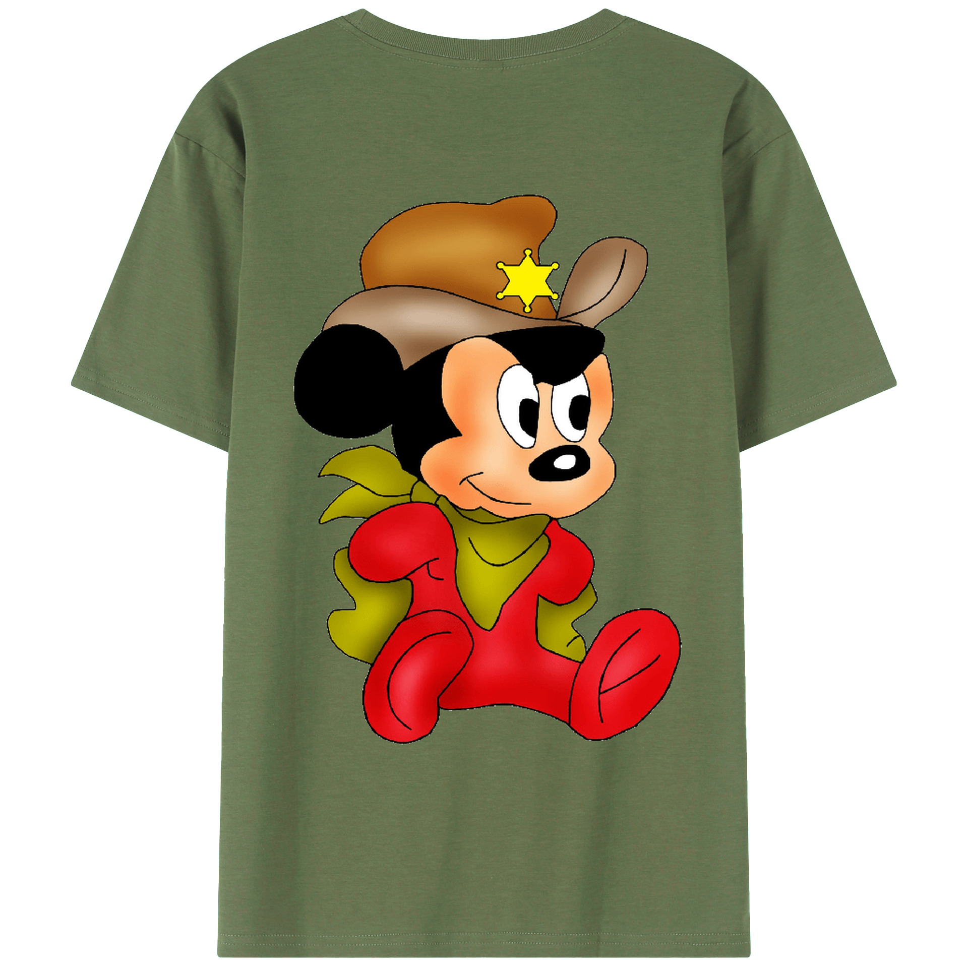 ミッキーマウス Mickey Mouse 綿100％ メンズ半袖Tシャツ（バックプリント） 通気性